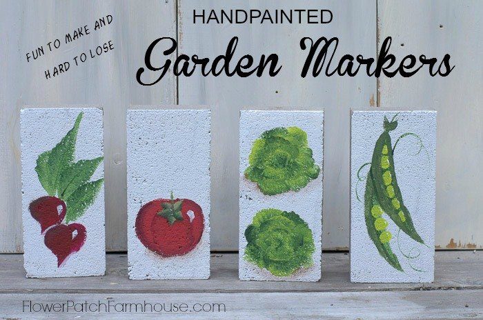 garden markers made out of bricks, concrete masonry, container gardening, crafts, gardening, repurposing upcycling