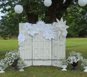 diy huge flowers for an outdoor wedding, crafts, how to, outdoor living, repurposing upcycling, shabby chic, wall decor