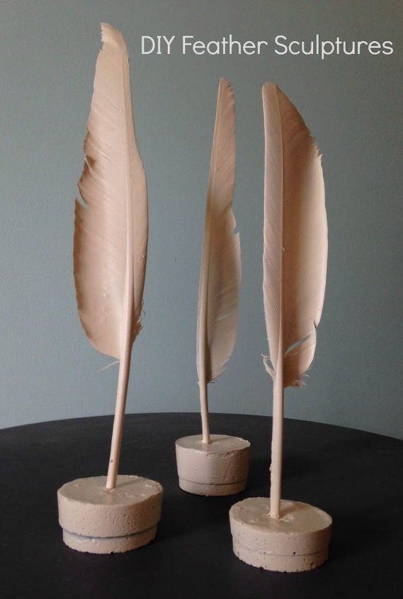 easy diy feather sculptures made with concrete, concrete masonry, crafts, how to, repurposing upcycling