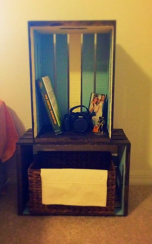 diy crate night stand, painted furniture, repurposing upcycling