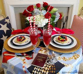 indoor table setting for the fourth of july, dining room ideas, flowers, hydrangea, patriotic decor ideas, seasonal holiday decor