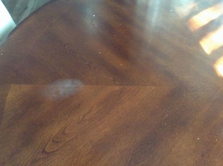 repairing a laminate table top, Top of chipped scorched laminate table