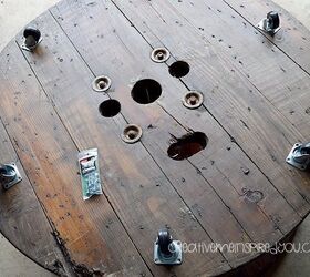 weathered spool coffee table, painted furniture, repurposing upcycling