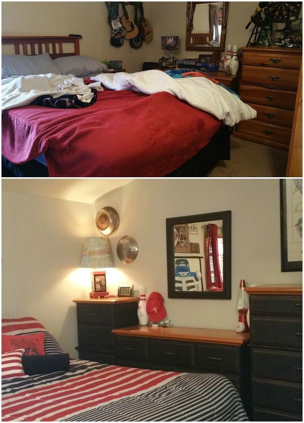 tween boy bedroom makeover, bedroom ideas, diy, painted furniture, repurposing upcycling, wall decor