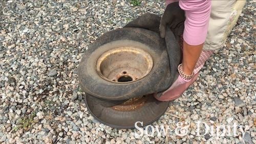 adorable tea cup tire planter, container gardening, crafts, gardening, repurposing upcycling
