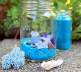 beachy mason jar solar lights, how to, lighting, mason jars, outdoor living, repurposing upcycling