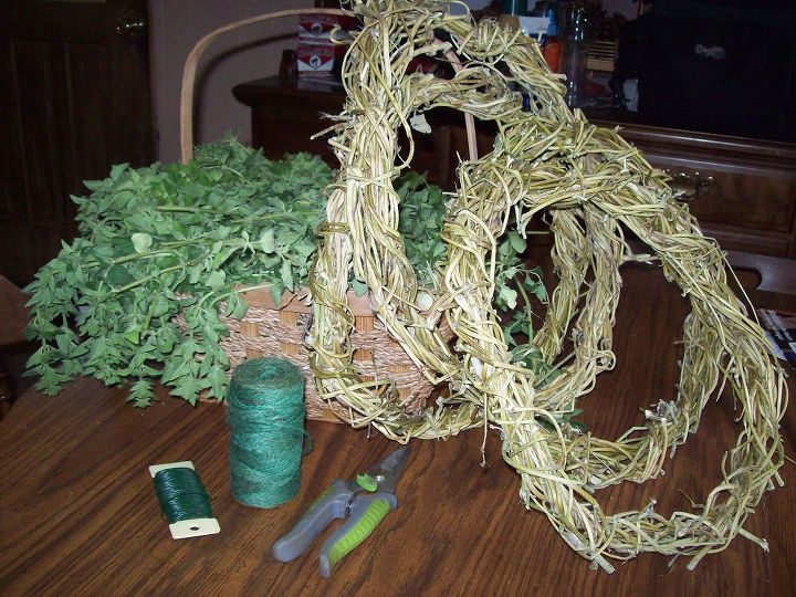 herb wreath, crafts, how to, repurposing upcycling, wreaths, Bean vine wreaths made last fall oregano sl