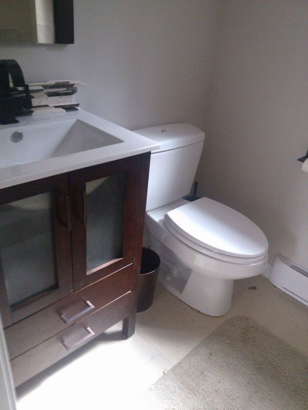 q bathroom design ideas, bathroom ideas, home improvement, Very small area with no counter space 4