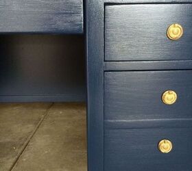 desk makeover in navy blue, painted furniture