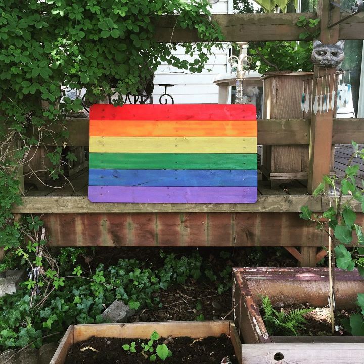 diy gay pride pallet flag, crafts, outdoor living, pallet, repurposing upcycling