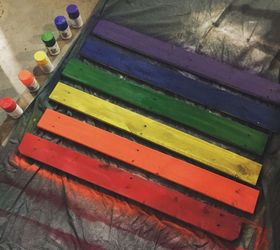 diy rainbow pallet flag
