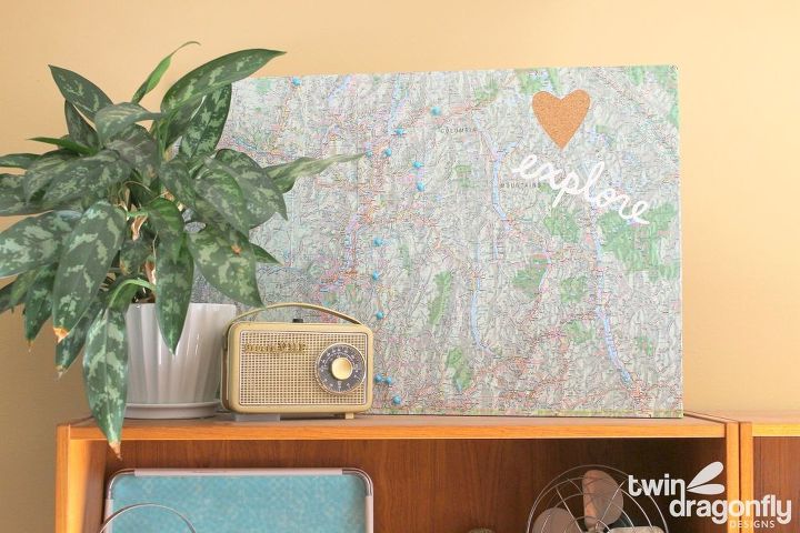 family destinations cork board map, crafts, decoupage, wall decor