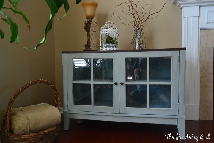 blue grey chalk painted media cabinet, chalk paint, painted furniture