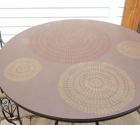 patio table makeover inspired by a cutting edge stencil, crafts, how to, outdoor furniture, outdoor living, painted furniture, patio