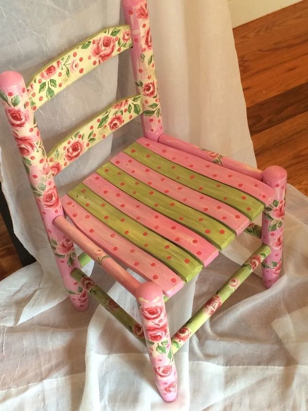 donated decoupaged chair, decoupage, painted furniture