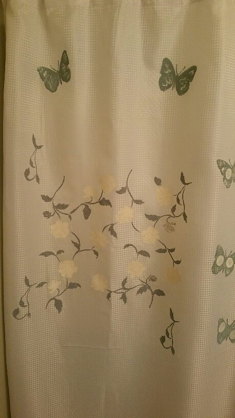 how to stencil a shower curtain to match stencil artwork, bathroom ideas, crafts, how to