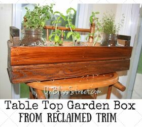 adorable table top garden box from reclaimed trim, container gardening, gardening, mason jars, repurposing upcycling, woodworking projects
