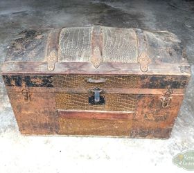 old family trunk into a beautiful planter, container gardening, gardening, how to, repurposing upcycling