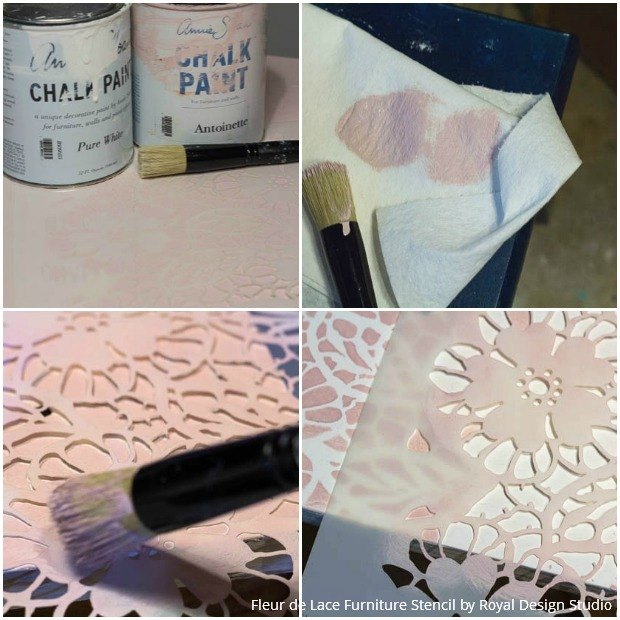 a stenciled lace dresser