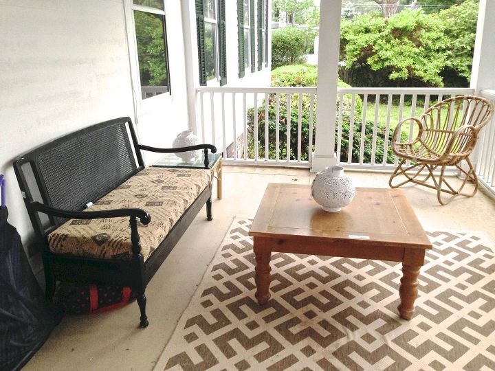 porch makeover on a budget, outdoor furniture, outdoor living, painted furniture, porches