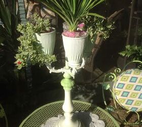 repurposed candelabra to succulent planter, container gardening, gardening, repurposing upcycling, succulents