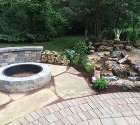 lincolnshire il pond and patio installation by gem ponds, landscape, patio, ponds water features, Fire pit and patio completed by Gem Ponds