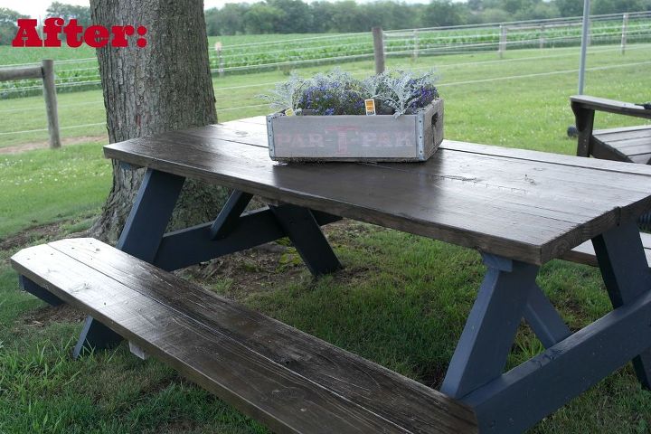 wooden picnic table makeover