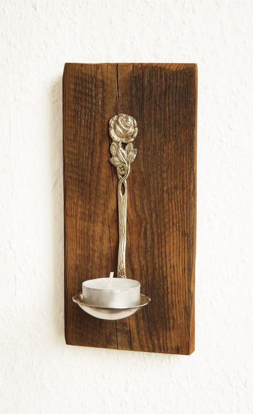 repurposed spoons and pallets to tea light holder, crafts, how to, pallet, repurposing upcycling, wall decor