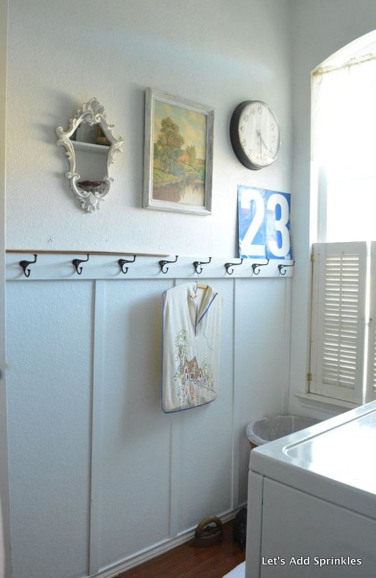 farmhouse style laundry room, laundry rooms, wall decor, woodworking projects