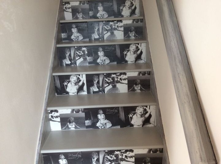 marilyn monroe staircase, how to, repurposing upcycling, stairs, wall decor, I love my new stairs