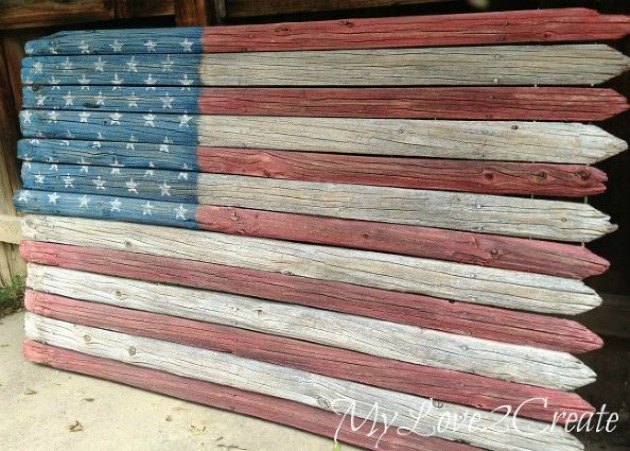 7 homemade american flags that will make your chest swell with pride, crafts, fences, outdoor living, pallet, patriotic decor ideas, repurposing upcycling, seasonal holiday decor, Photo via Mindi My Love 2 Create