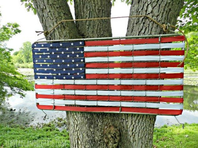 7 homemade american flags that will make your chest swell with pride, crafts, fences, outdoor living, pallet, patriotic decor ideas, repurposing upcycling, seasonal holiday decor, Photo via Julie Redhead Can Decorate