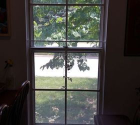 q how to make cafe curtains, reupholster, window treatments, windows, This is the bare window It goes down almost to the floor I want to cover the lower part but leave it so I can see outside
