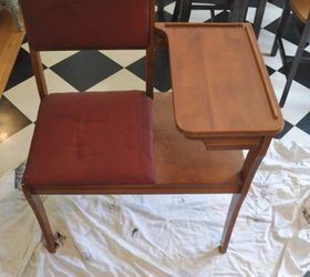 telephone table makeover, painted furniture, reupholster, The lovely Before