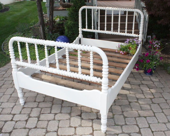 antique jenny lind spool bed to gardening decor, chalk paint, container gardening, gardening, painted furniture, repurposing upcycling