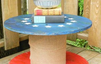 Electrical Spool Upcycled Into Patriotic Plant Stand