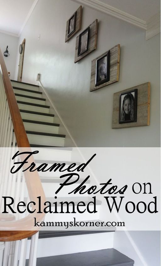 reclaimed wood photo display, repurposing upcycling, stairs, wall decor