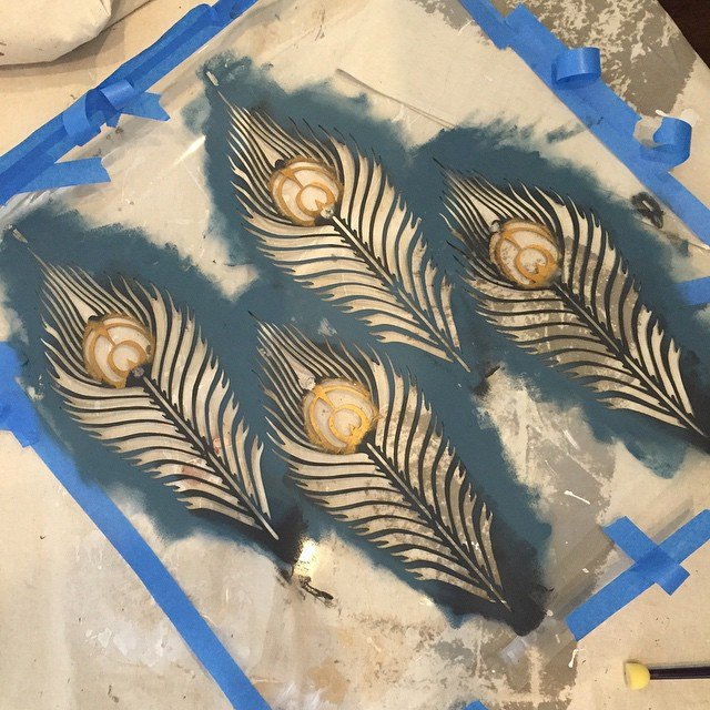 A Peacock Feather Allover Stenciled Accent Wall Hometalk