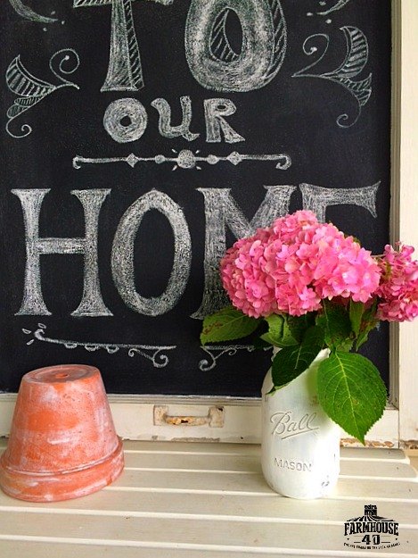 chalkboard welcome sign, chalkboard paint, crafts, repurposing upcycling
