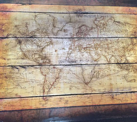vintage map pallet sign, crafts, decoupage, pallet, repurposing upcycling, wall decor, woodworking projects