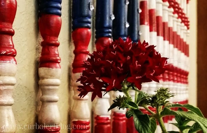 american flag crib rails, chalk paint, gardening, outdoor living, painted furniture, painting, patriotic decor ideas, repurposing upcycling, seasonal holiday decor