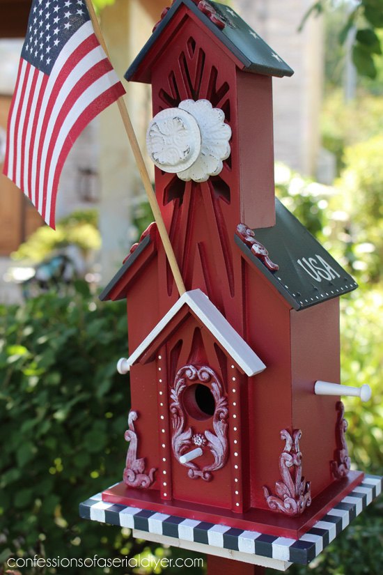 patriotic birdhouse, crafts, outdoor living, patriotic decor ideas, pets animals, seasonal holiday decor