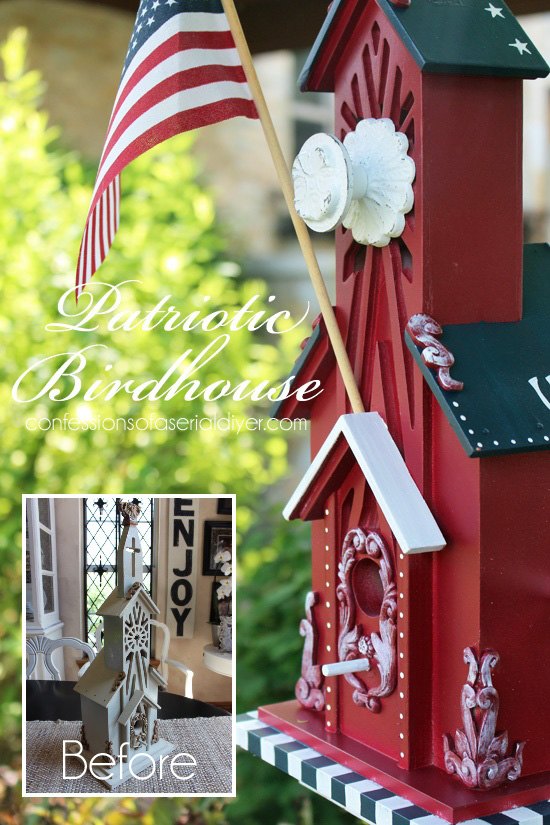 patriotic birdhouse, crafts, outdoor living, patriotic decor ideas, pets animals, seasonal holiday decor