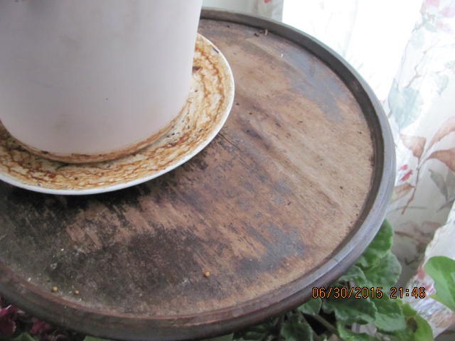 how to refinish hubby s plant stand, top shelf is cracking also and warping