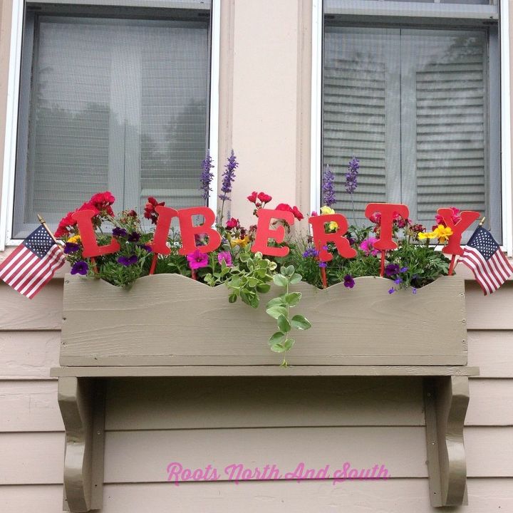 liberty window boxes for the july 4th holiday, container gardening, curb appeal, flowers, gardening, how to, patriotic decor ideas, windows, Patriotic Holiday Window Boxes