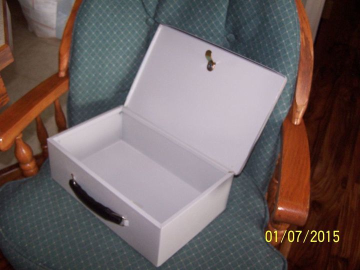 q heavy metal lock box repurposing ideas, crafts, repurposing upcycling, storage ideas, Need ideas for a heavy metal lock box with a broken lock It s 13 x 8 x 5 Light grey color with black handle Hate to throw it away Would cost to much to get a new lock