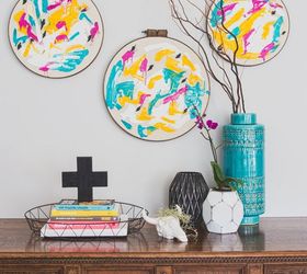 diy repurposed embroidery hoop to modern wall art, crafts, how to, repurposing upcycling, wall decor