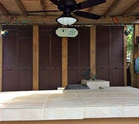 adding privacy to pergula with repurposed bifoldlouvered doors, doors, outdoor living, repurposing upcycling