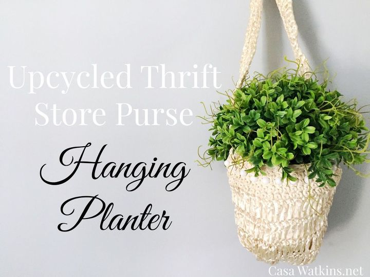 upcycled thrift store purse hanging planter, container gardening, gardening, home decor, how to, repurposing upcycling, wall decor