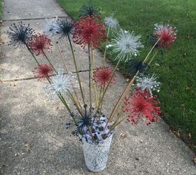 repurposed dried up allium flowers, crafts, flowers, gardening, repurposing upcycling, Instant fireworks